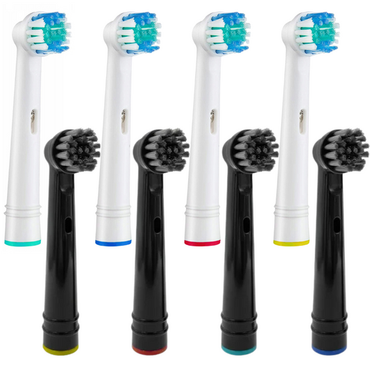 Sada 8 Kompatibilných Hlavíc Pre Elektrické Kefky Braun Oral-B – EB17-P Biele & Čierne