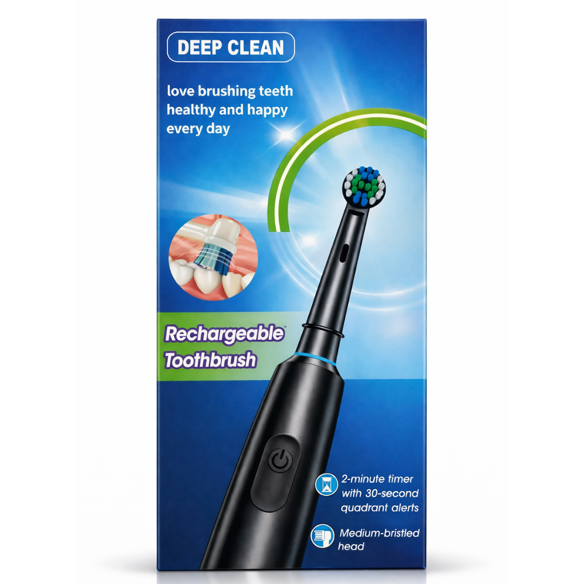 Elektrická zubná kefka Deep Clean čierna + 4 hlavice